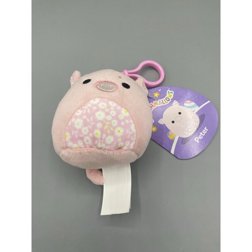 Squishmallow 3.5" Peter Pig Clip Soft Pink Plush